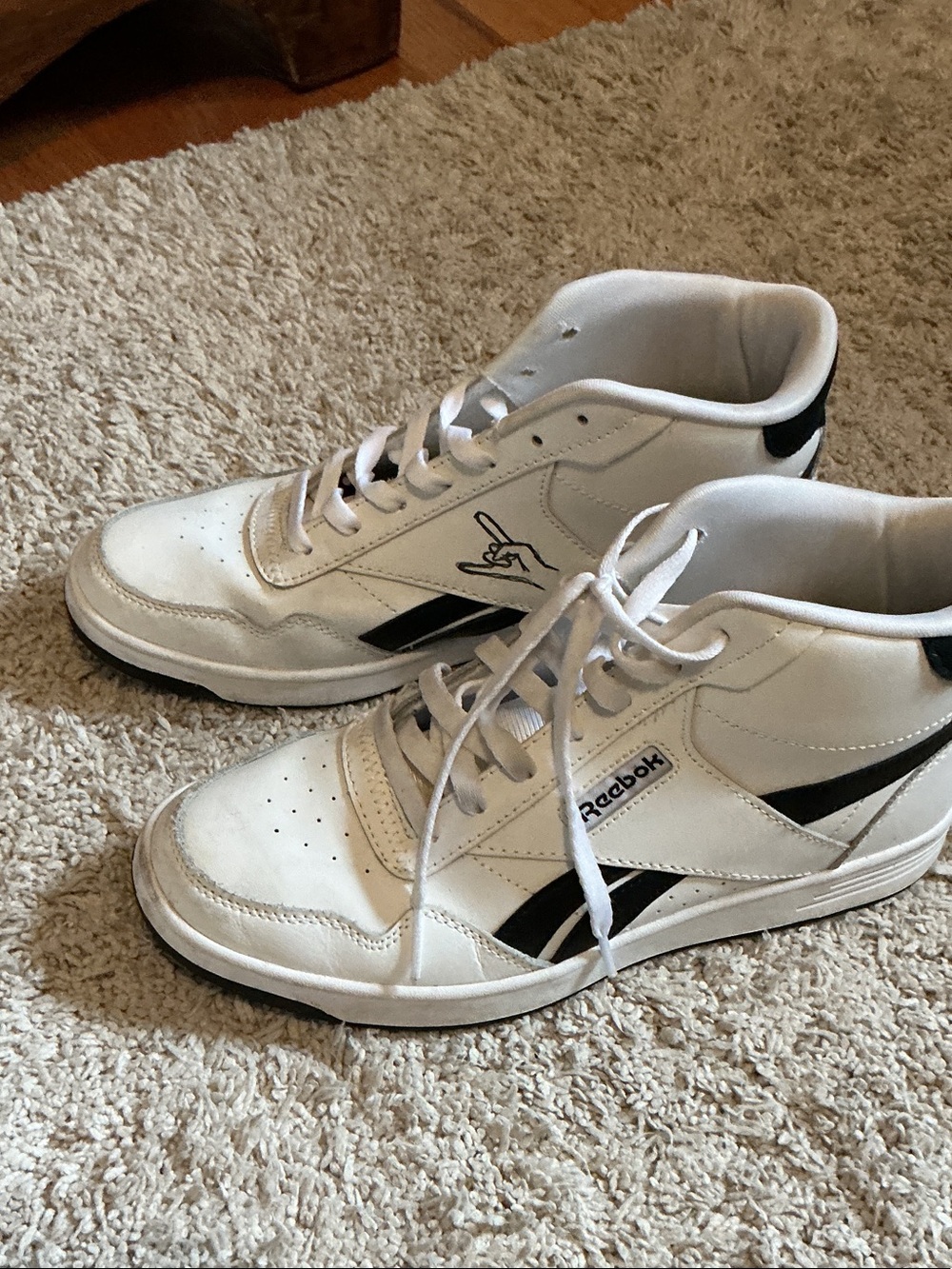 Reebok White and Black High-Top Athletic Sneakers